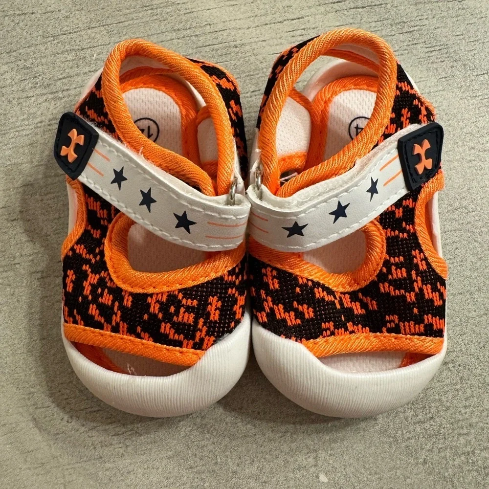 Baby Orange and Black Sandal Shoes
